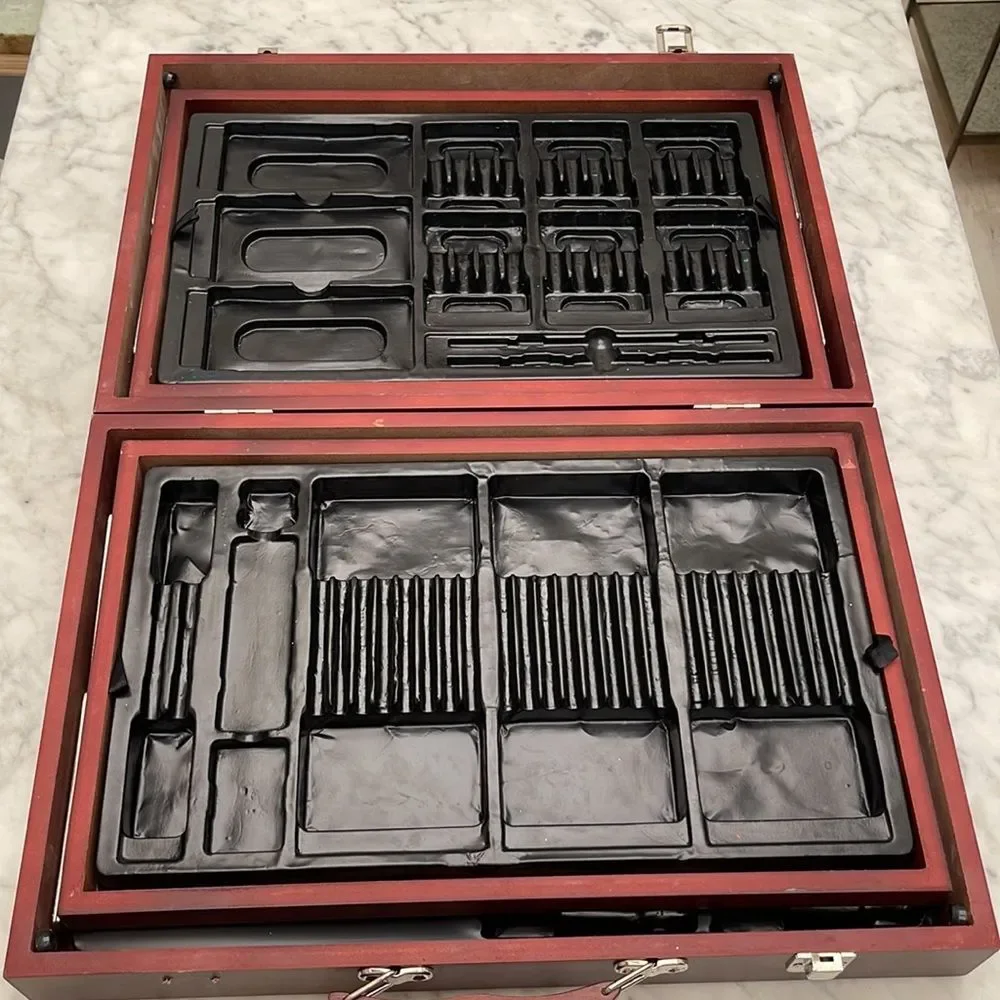 Antique wooden box with handles